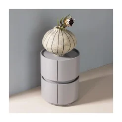 WOOOD Nachtkastjes|Industriele Kasten|Lunex Nachtkastje rond Lichtgrijs 40cm