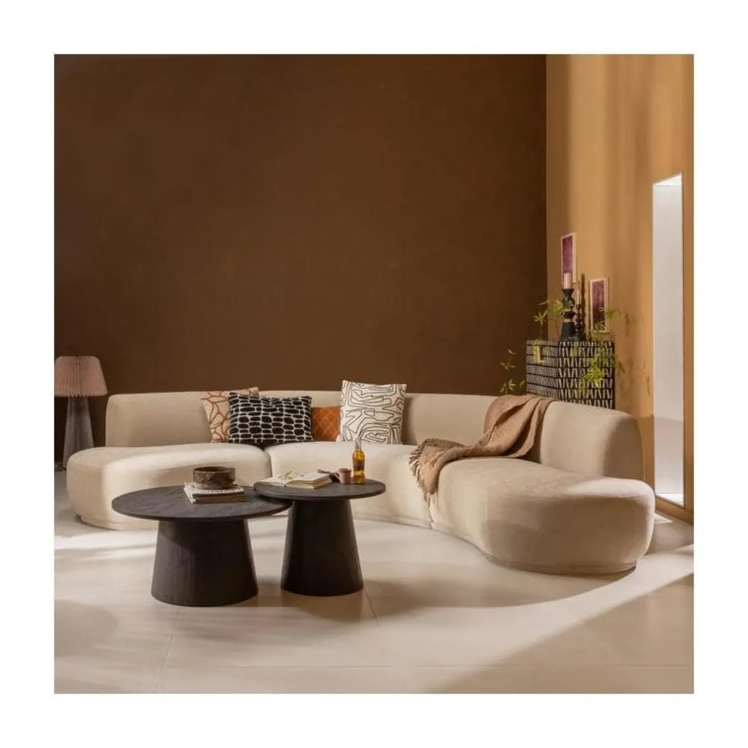 WOOOD Salontafels|Maan Salontafel rond MDF Donkerbruin 60cm