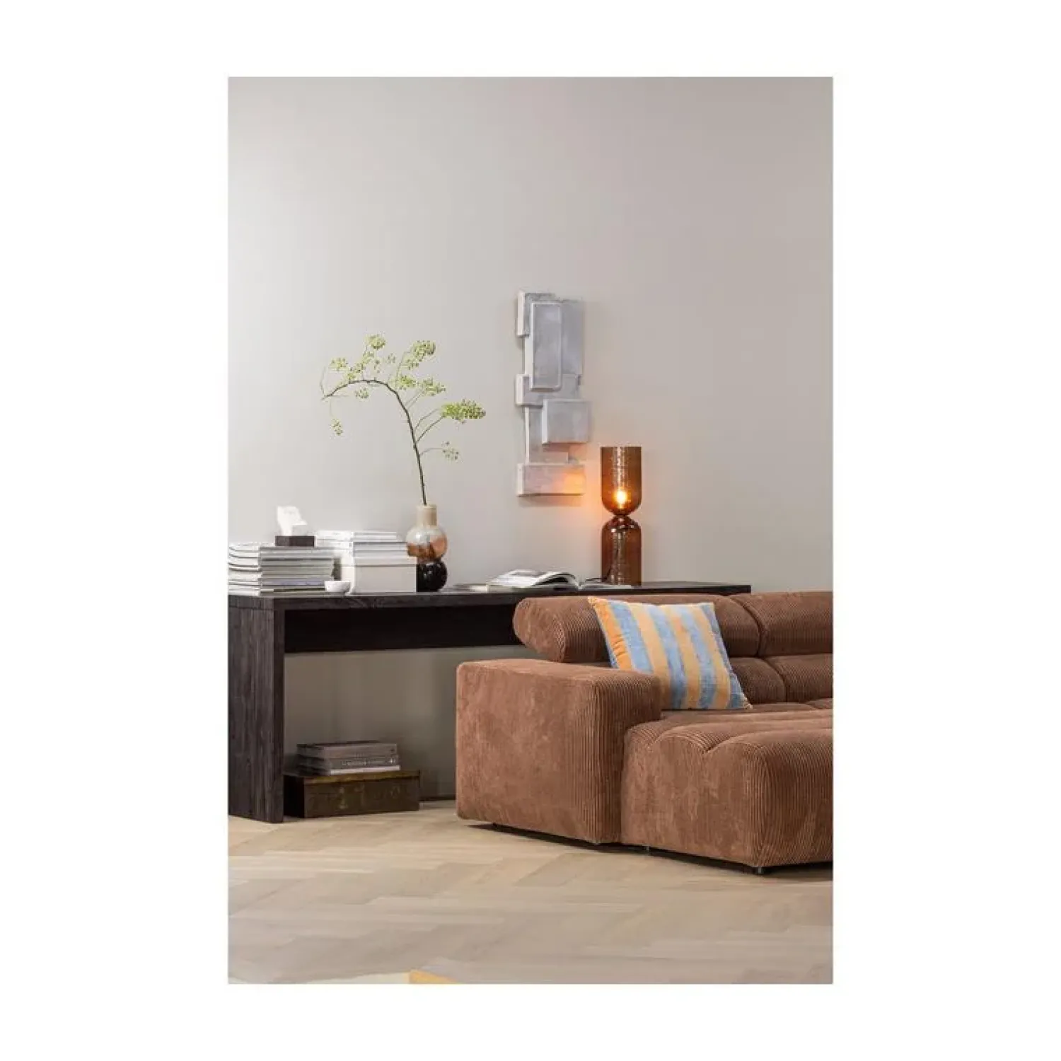WOOOD Sidetables|Maan Sidetable MDF Donkerbruin 200cm