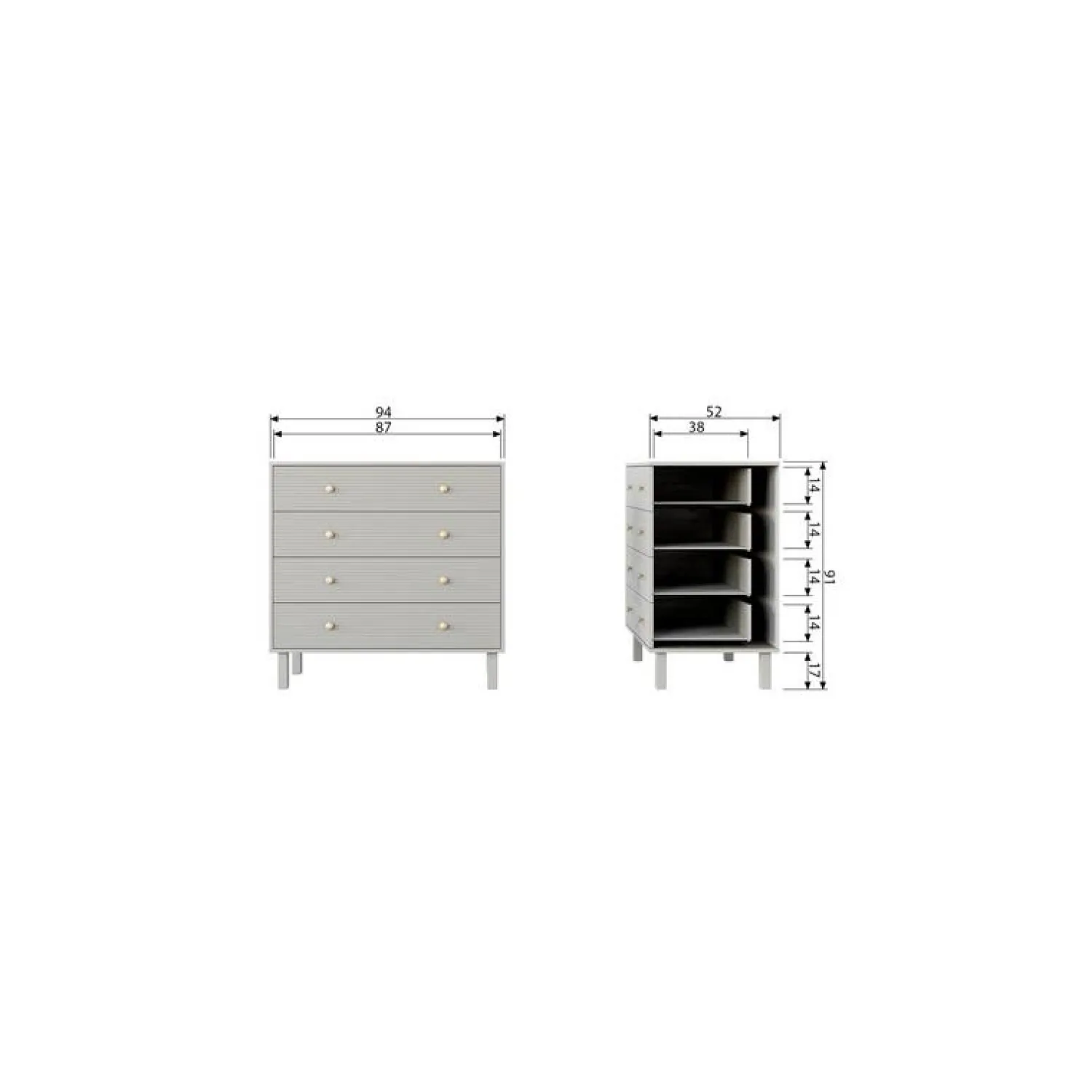 WOOOD Ladenkasten|Industriele Kasten|Madu Ladekast Dennenhout Wolkengrijs 94cm