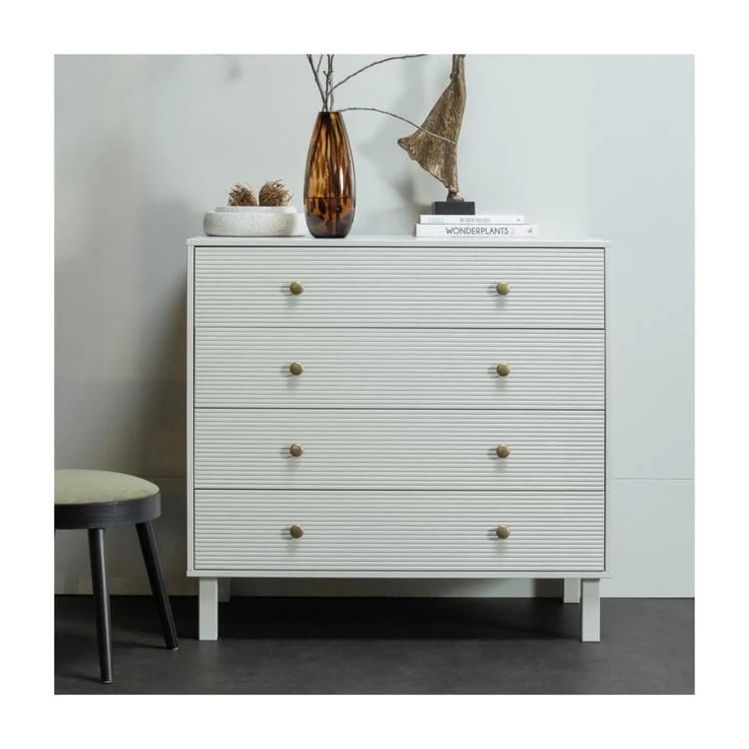 WOOOD Ladenkasten|Industriele Kasten|Madu Ladekast Dennenhout Wolkengrijs 94cm