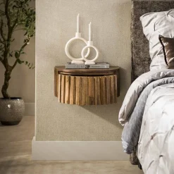 Kalfort Nachtkastjes|Industriele Kasten|Malibu Nachtkastje Zwevend Mangohout 40cm
