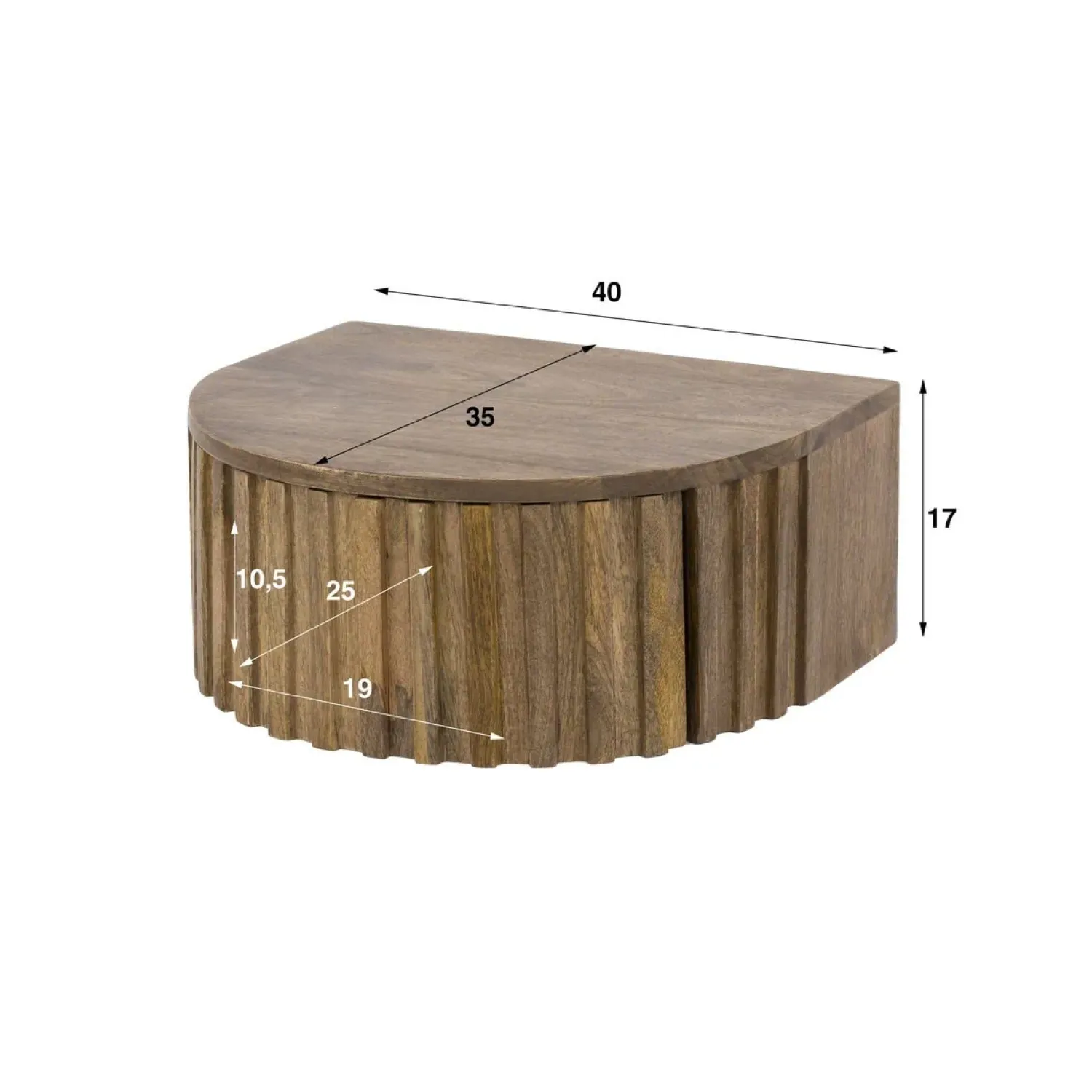 Kalfort Nachtkastjes|Industriele Kasten|Malibu Nachtkastje Zwevend Mangohout 40cm