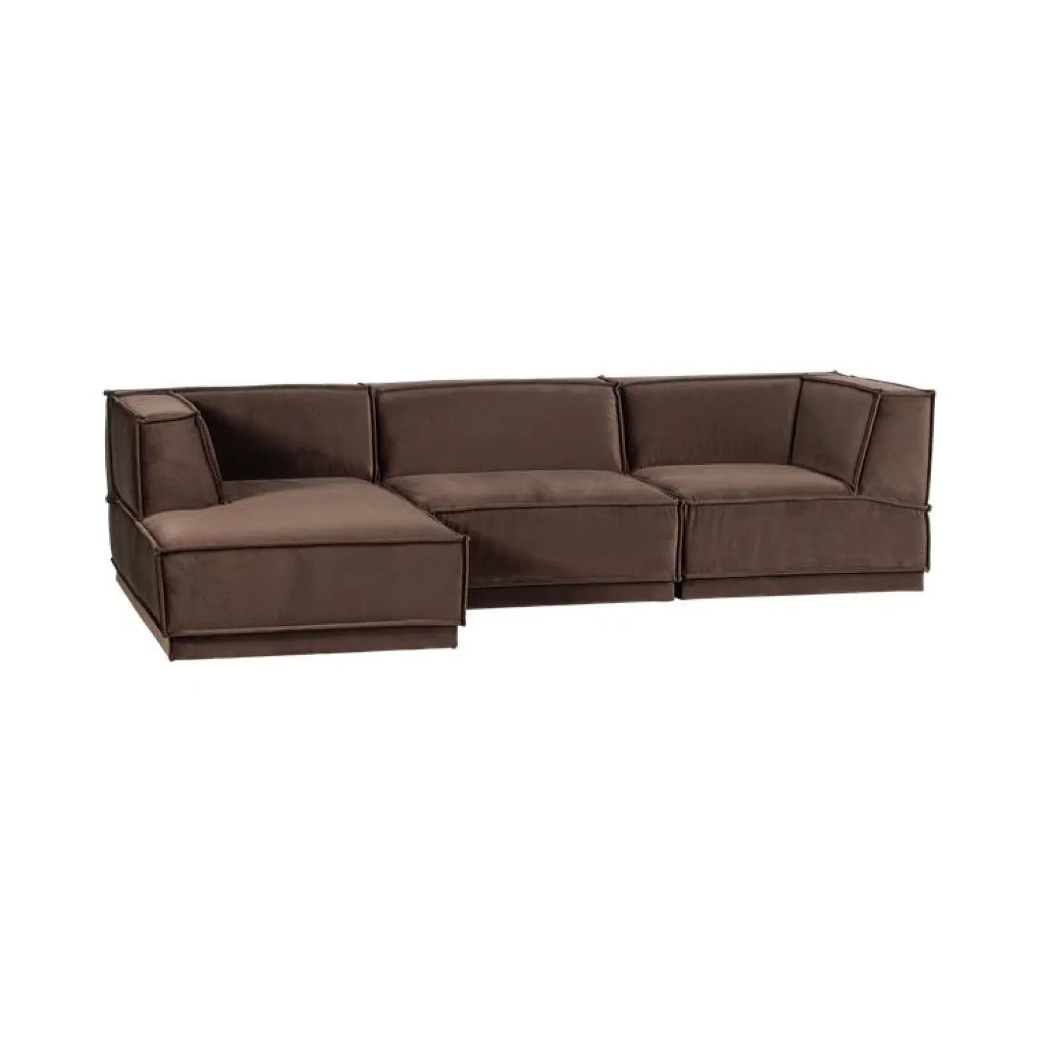 WOOOD Modulaire Banken|Manu Bank Chaise longue Links Velvet Bruin