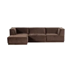 WOOOD Modulaire Banken|Manu Bank Chaise longue Links Velvet Bruin