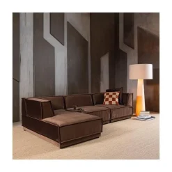 WOOOD Modulaire Banken|Manu Bank Chaise longue Links Velvet Bruin