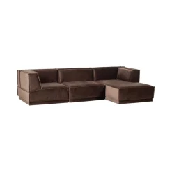 WOOOD Modulaire Banken|Manu Bank Chaise longue Rechts Velvet Bruin
