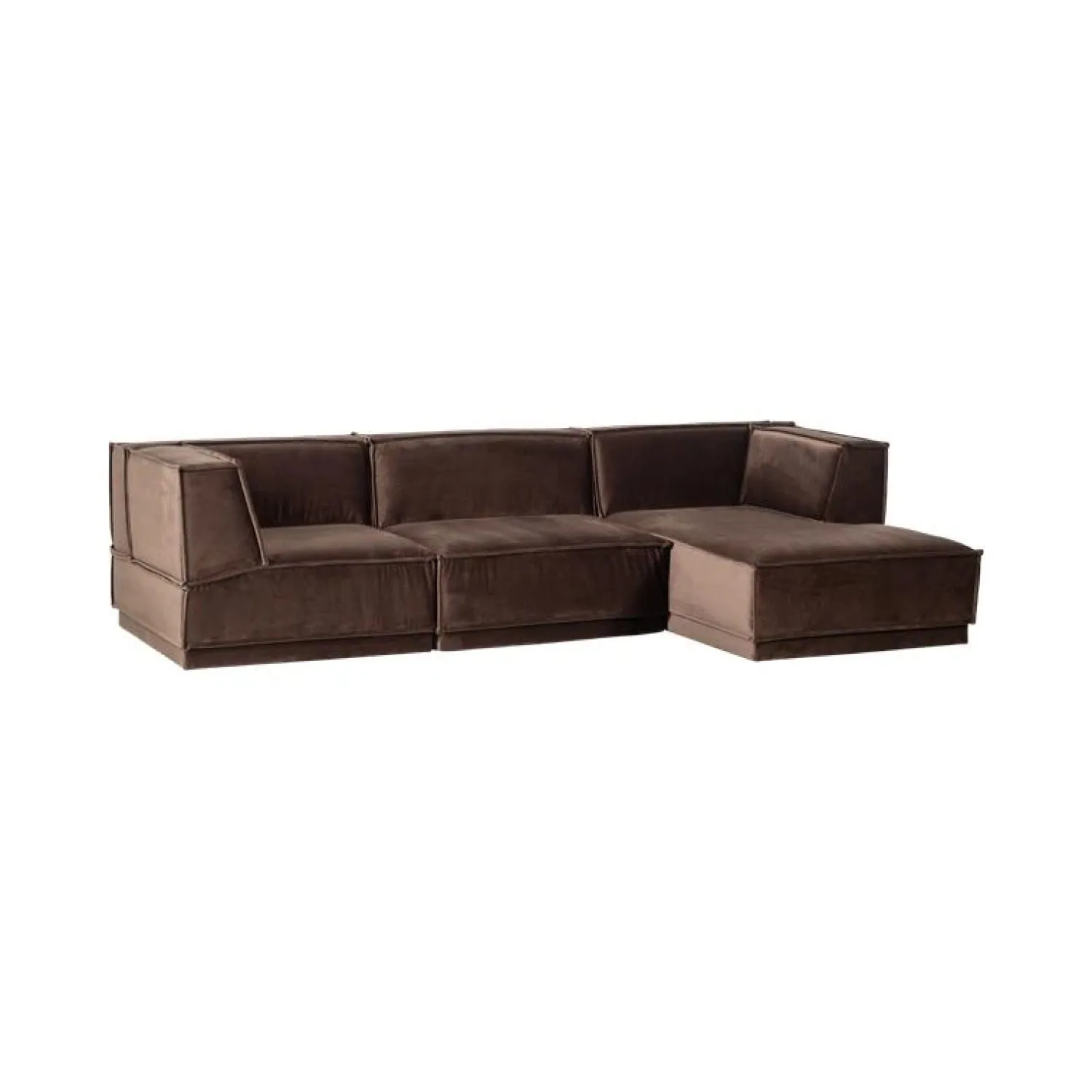 WOOOD Modulaire Banken|Manu Bank Chaise longue Rechts Velvet Bruin