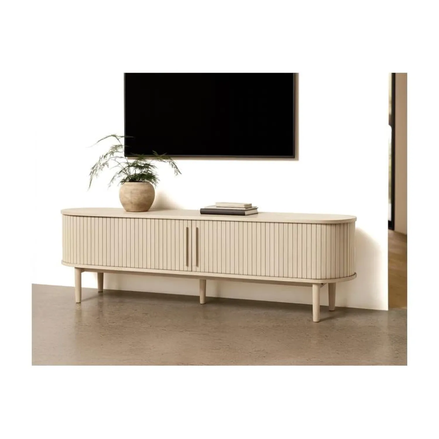 LykkeHome Industriele Kasten|Tv Meubels|Maria Tv meubel Lichtbruin 180cm