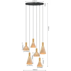 Trading Lighting Hanglampen|Glazen Hanglamp|Marlo 6-lichts getrapte Hanglamp Amber glas