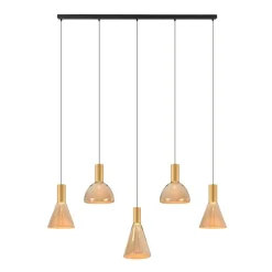 Trading Lighting Hanglampen|Glazen Hanglamp|Marlo 5-lichts Hanglamp Amber glas