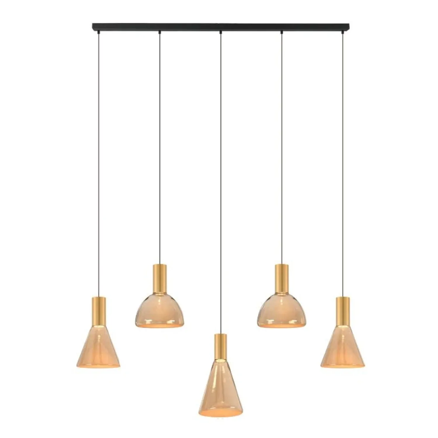 Trading Lighting Hanglampen|Glazen Hanglamp|Marlo 5-lichts Hanglamp Amber glas