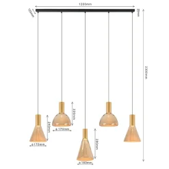 Trading Lighting Hanglampen|Glazen Hanglamp|Marlo 5-lichts Hanglamp Amber glas