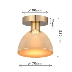 Trading Lighting Plafondlampen|Marlo 1-lichts Plafondlamp Amber glas
