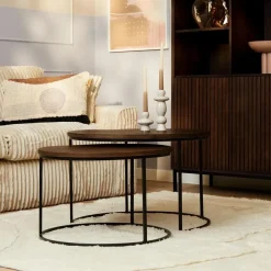 Furndea Salontafels|Martin Salontafel set van 3 rond Walnoot