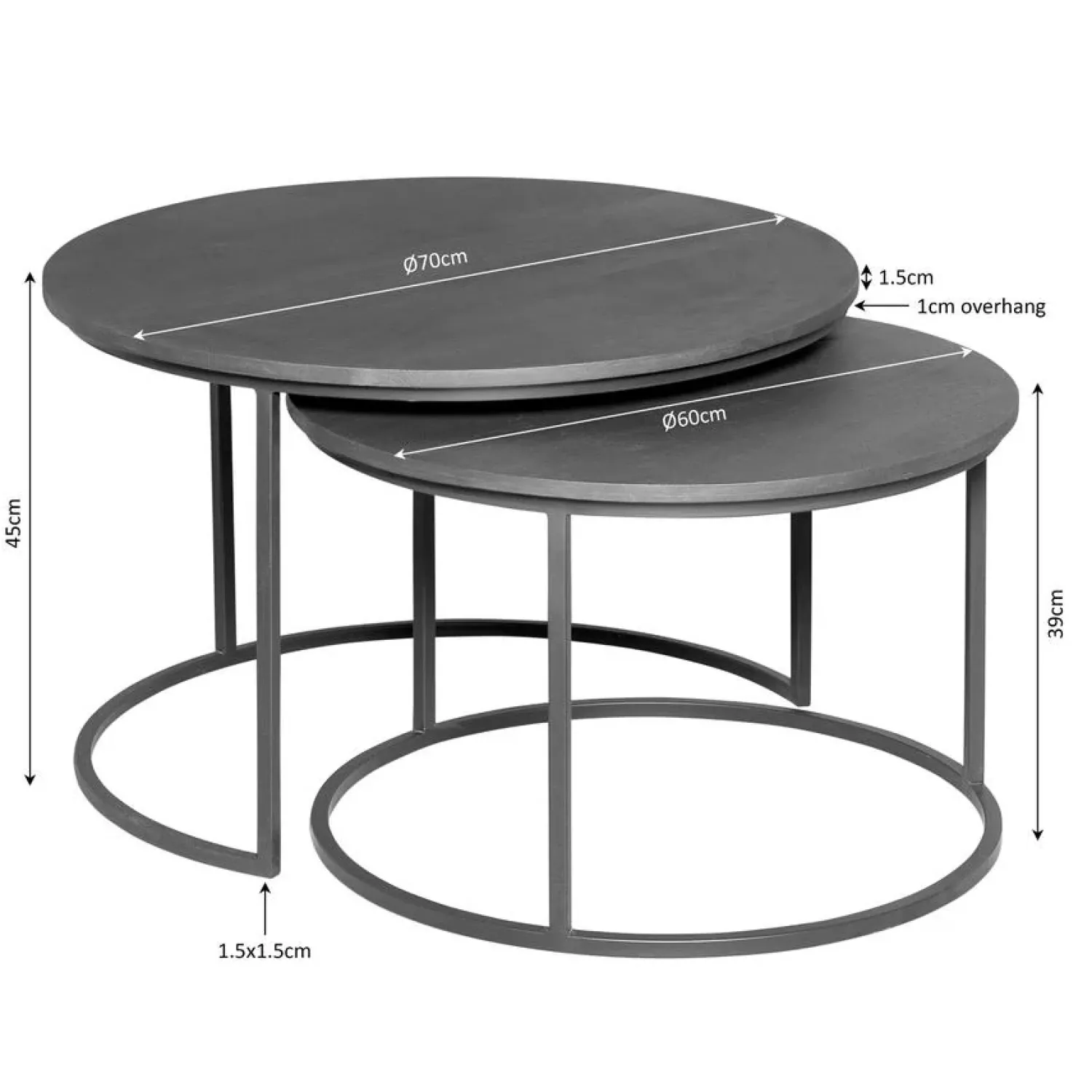 Furndea Salontafels|Martin Salontafel set van 3 rond Walnoot