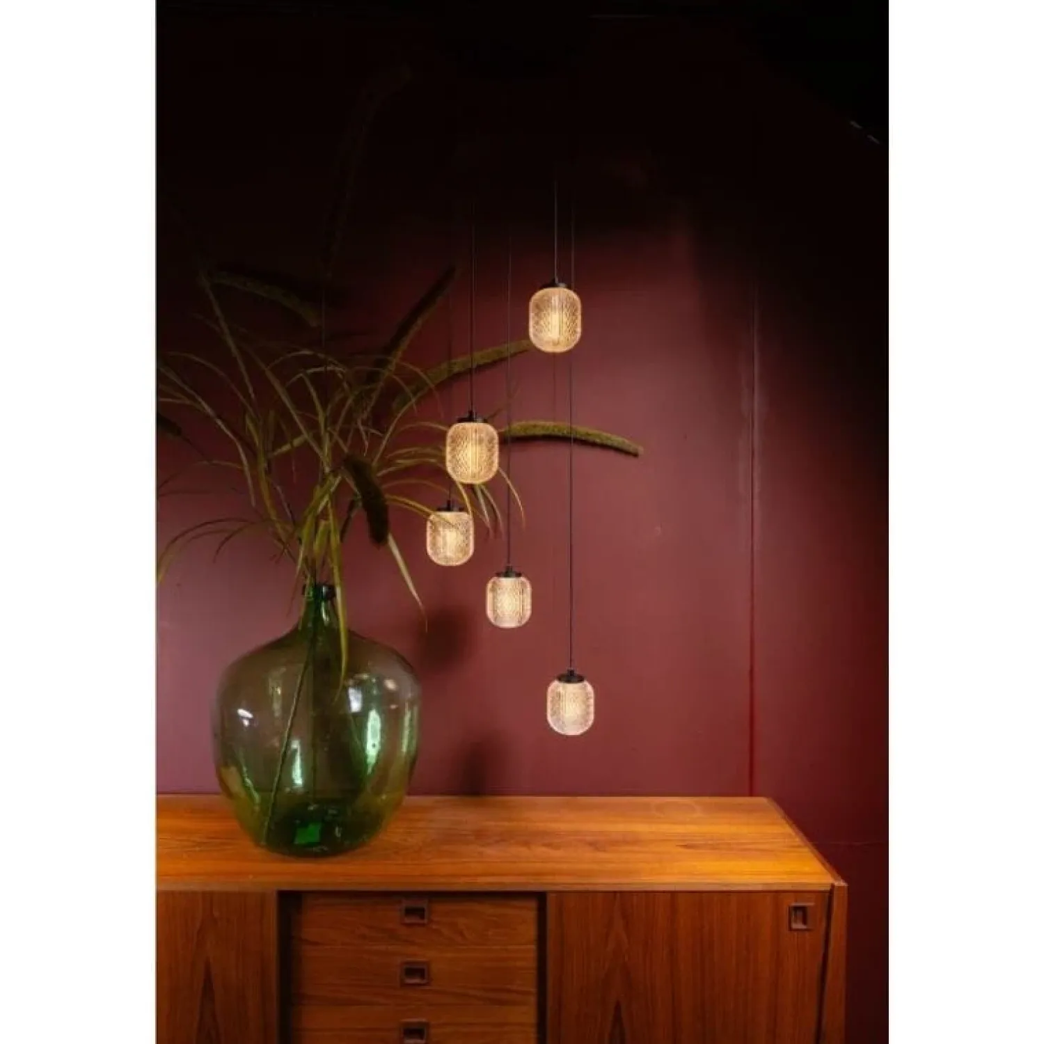 Steinmex Hanglampen|Glazen Hanglamp|Mary 5-lichts Hanglamp getrapt glas