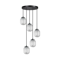 Steinmex Hanglampen|Glazen Hanglamp|Mary 5-lichts Hanglamp getrapt glas