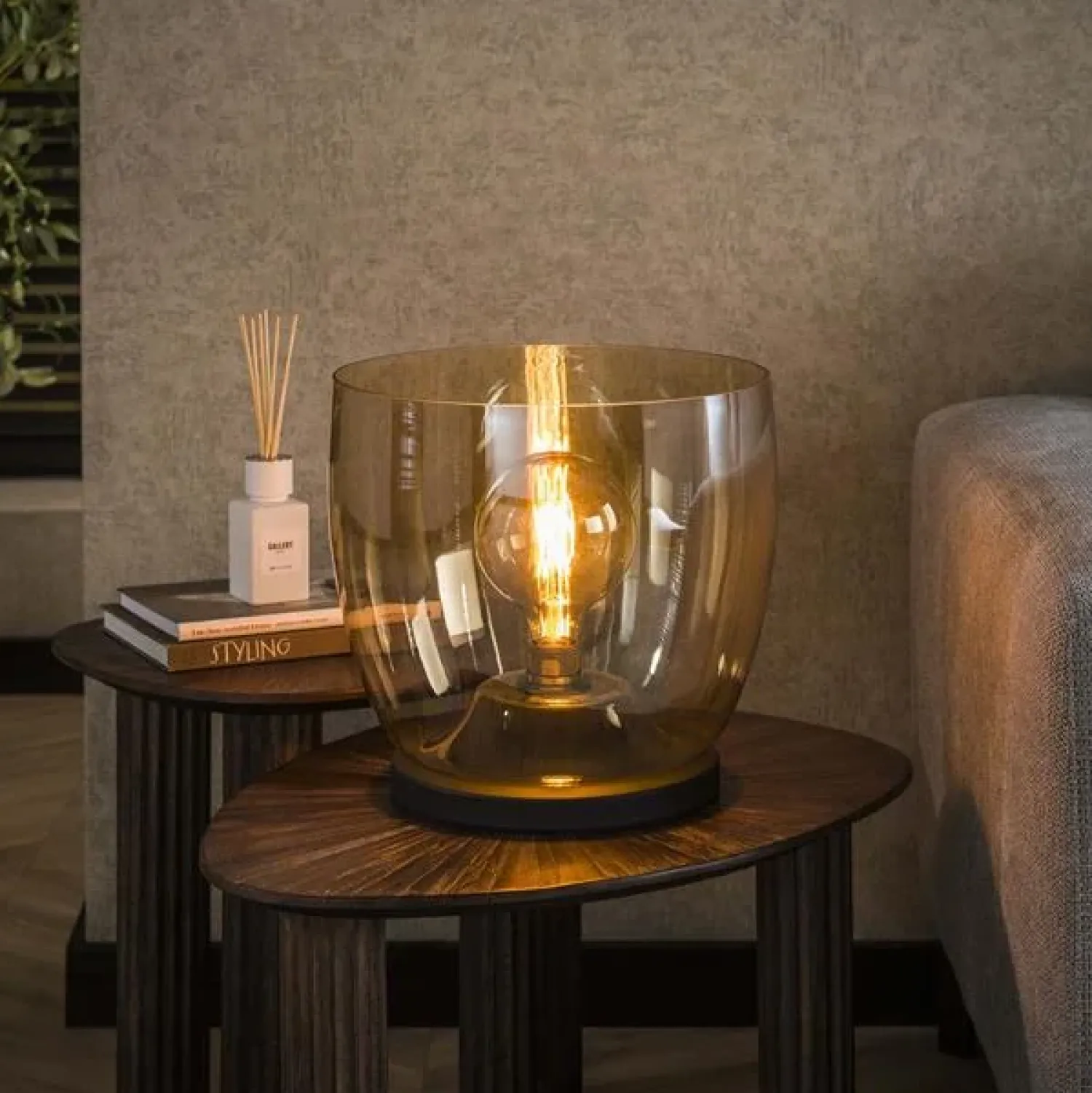 Kalfort Tafellampen|Vloerlampen|Masuka 1-lichts Vloerlamp Amber M 32cm