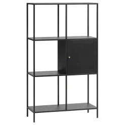 LykkeHome Vakkenkasten|Boekenkasten|Mathilde vakkenkast zwart metaal 135cm
