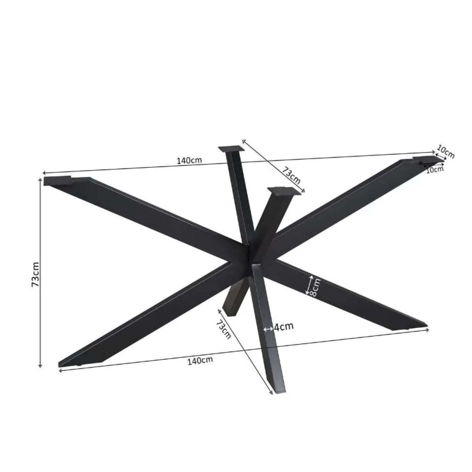 Furndea Onderstellen|Matrixpoot Zwart Ovaal/Rechthoek 140cm