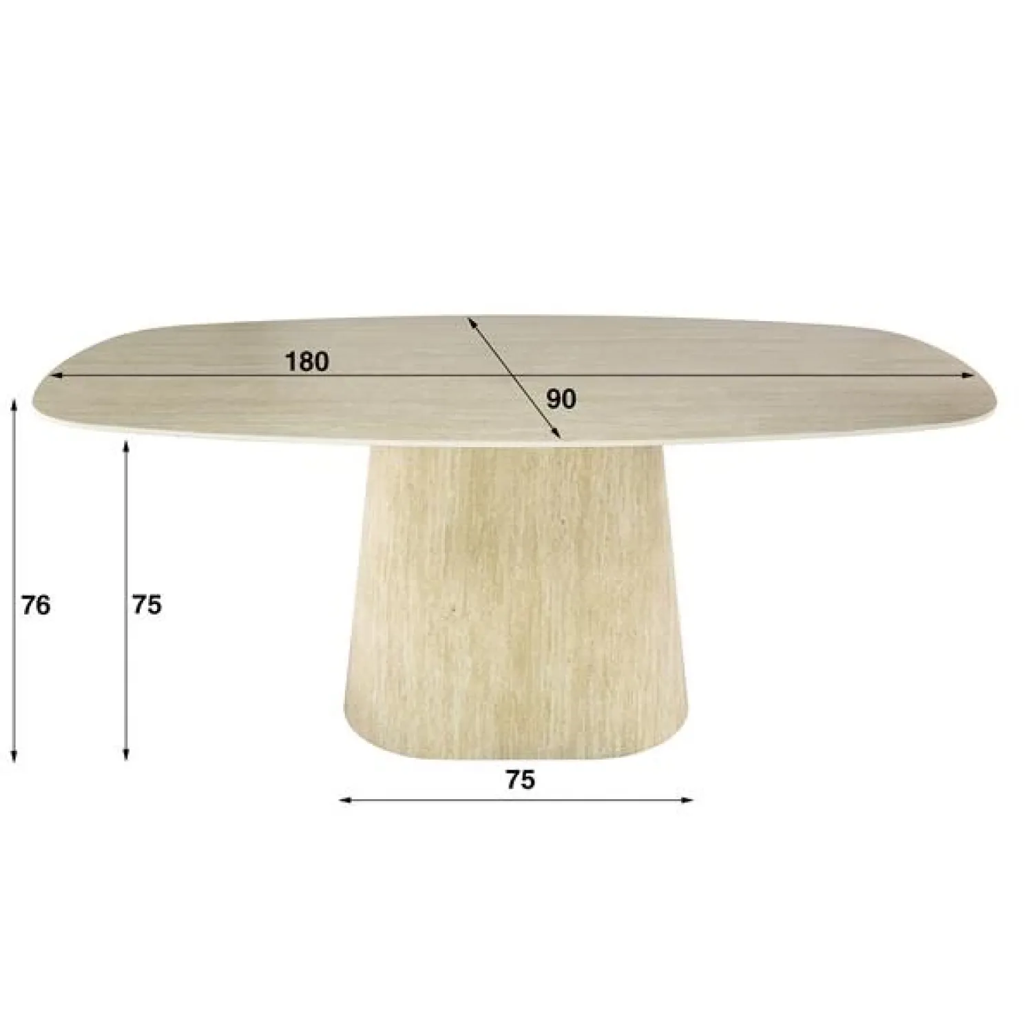 Kalfort Eettafels|Matteo Eettafel Deens ovaal Travertin 180cm