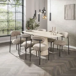 Kalfort Eettafels|Matteo Eettafel Deens ovaal Travertin 180cm