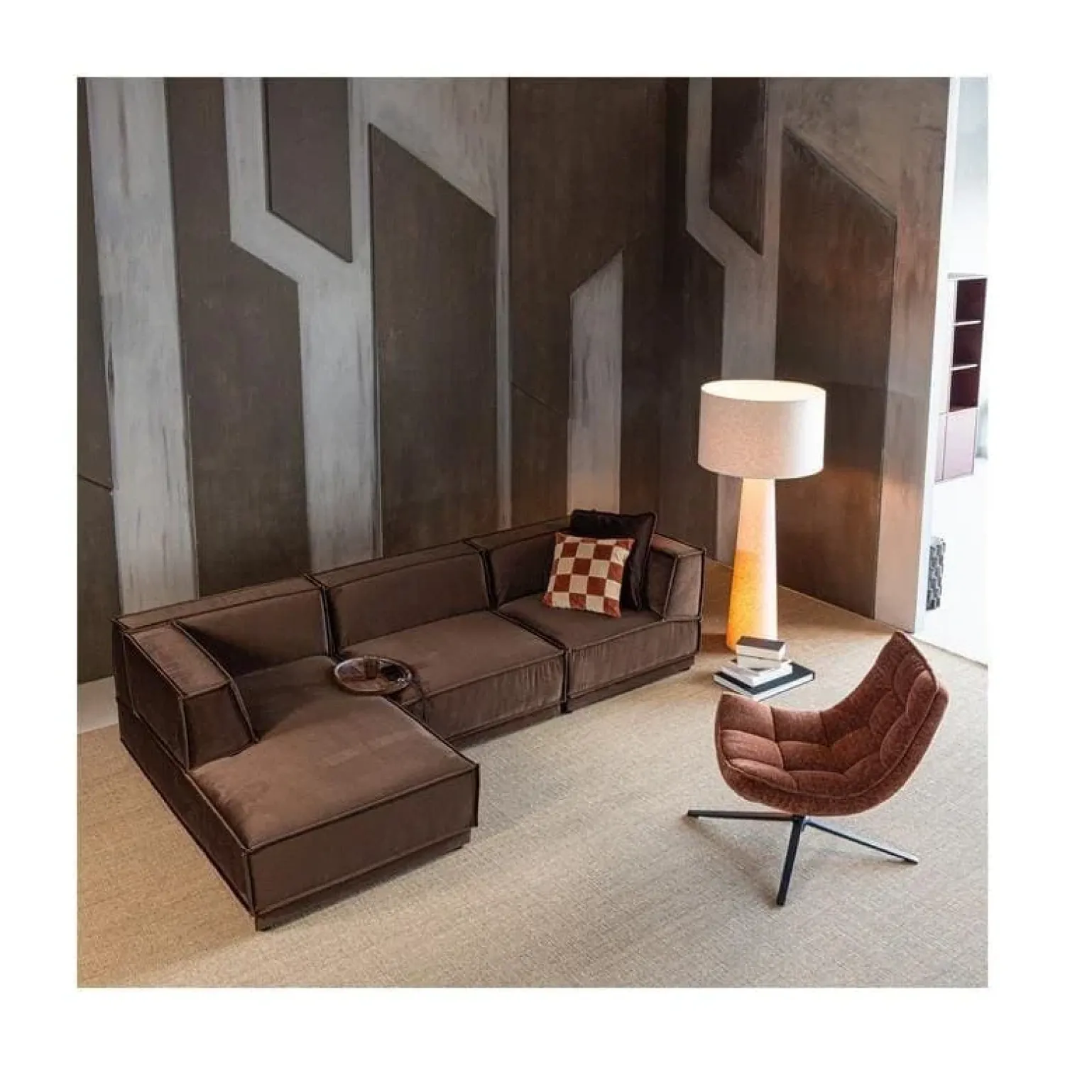 WOOOD Fauteuils|Maudi Draaifauteuil Chenille Bruin