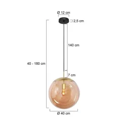 Steinmex Hanglampen|Glazen Hanglamp|Maya 1-lichts Hanglamp 40cm Amber