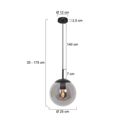 Kalfort Hanglampen|Glazen Hanglamp|Maya 1-lichts Hanglamp 25cm Smoke