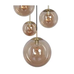 Kalfort Hanglampen|Glazen Hanglamp|Maya 5-lichts Hanglamp Getrapt Amber