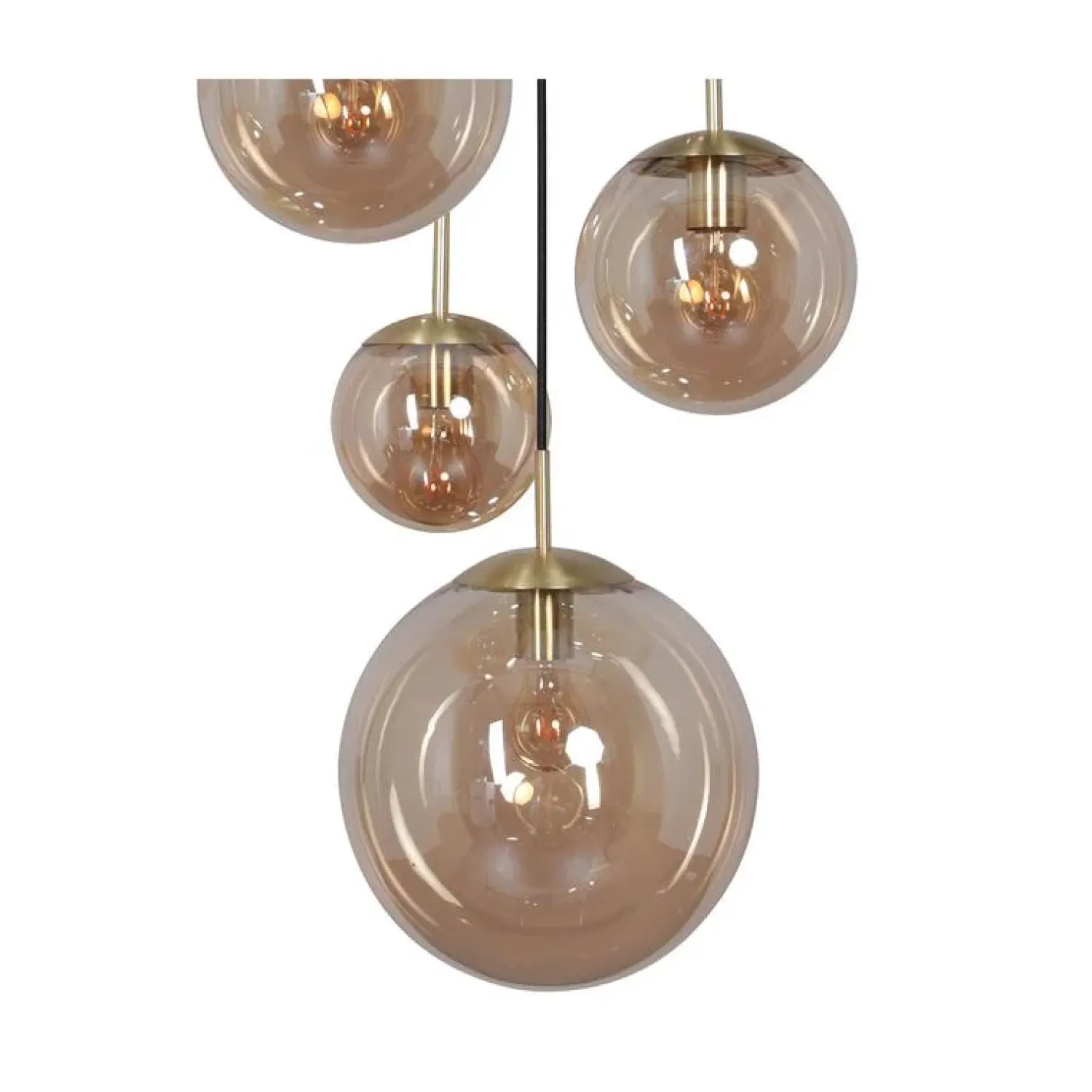 Kalfort Hanglampen|Glazen Hanglamp|Maya 5-lichts Hanglamp Getrapt Amber