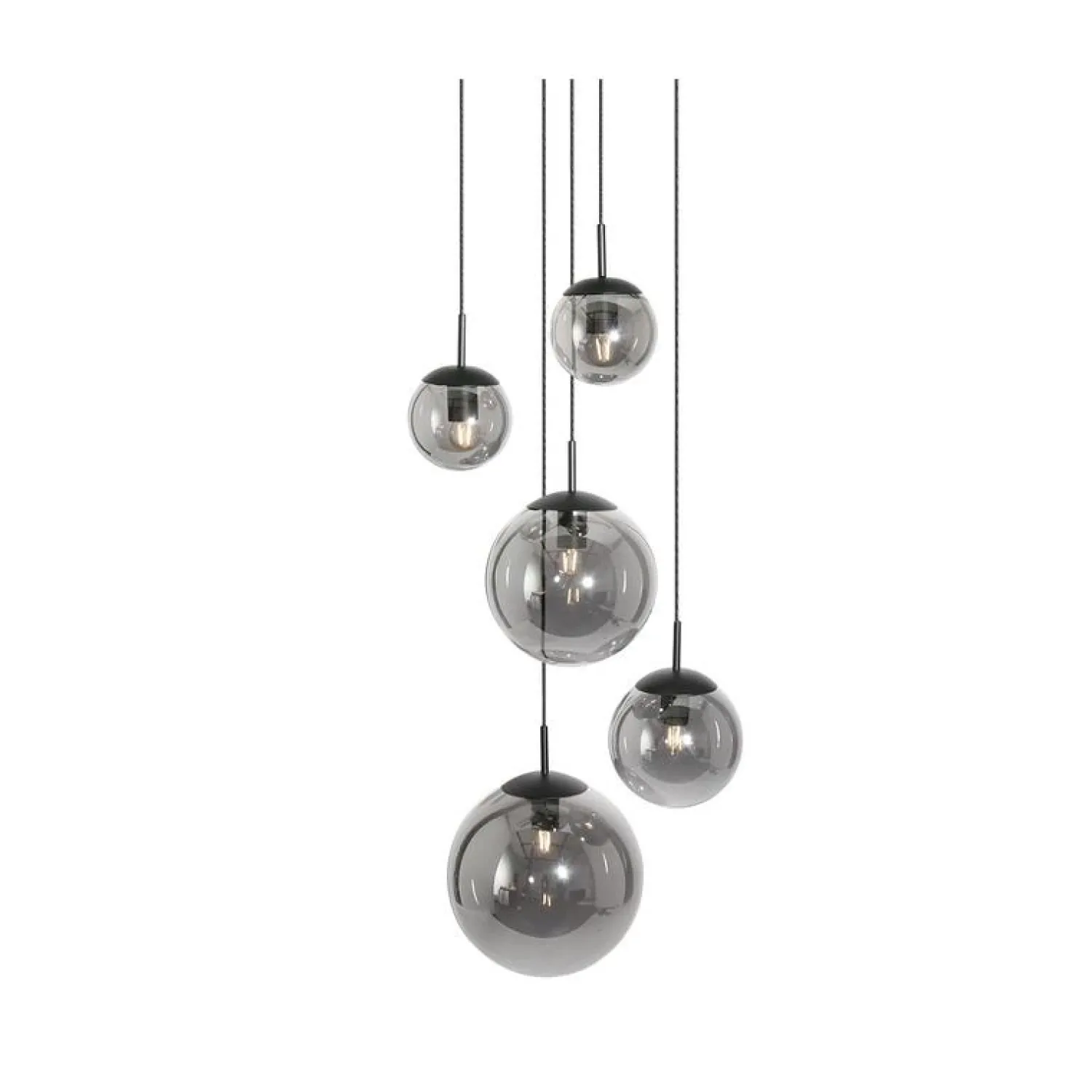 Steinmex Hanglampen|Glazen Hanglamp|Maya 5-lichts Hanglamp Getrapt Smoke