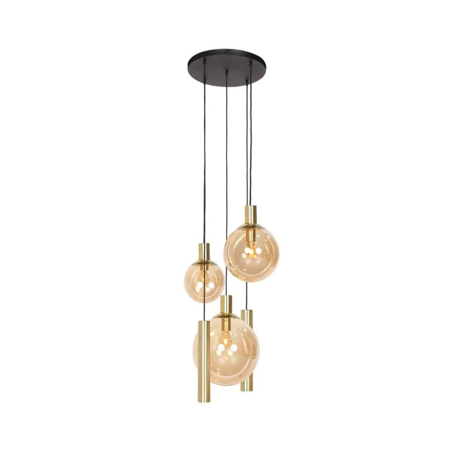 Steinmex Hanglampen|Glazen Hanglamp|Maya 3+2 lichts Hanglamp Getrapt Amber