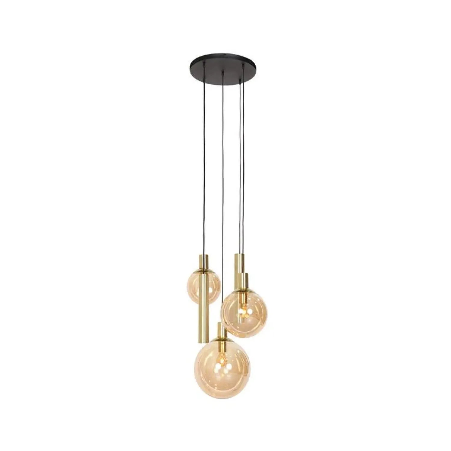 Steinmex Hanglampen|Glazen Hanglamp|Maya 3+2 lichts Hanglamp Getrapt Amber
