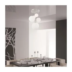 Steinmex Hanglampen|Glazen Hanglamp|Maya 5-lichts Hanglamp Getrapt Opaal wit