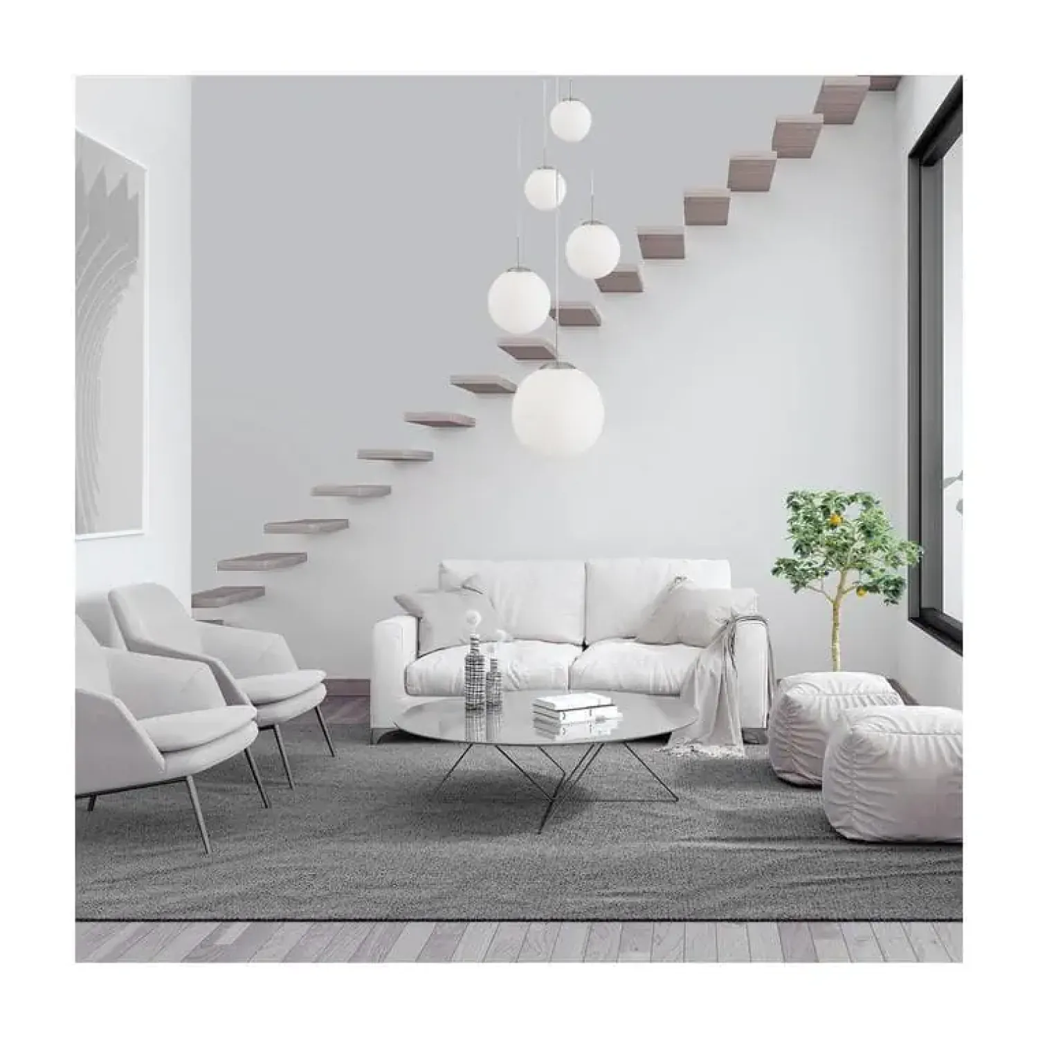Steinmex Hanglampen|Glazen Hanglamp|Maya 5-lichts Hanglamp Getrapt Opaal wit