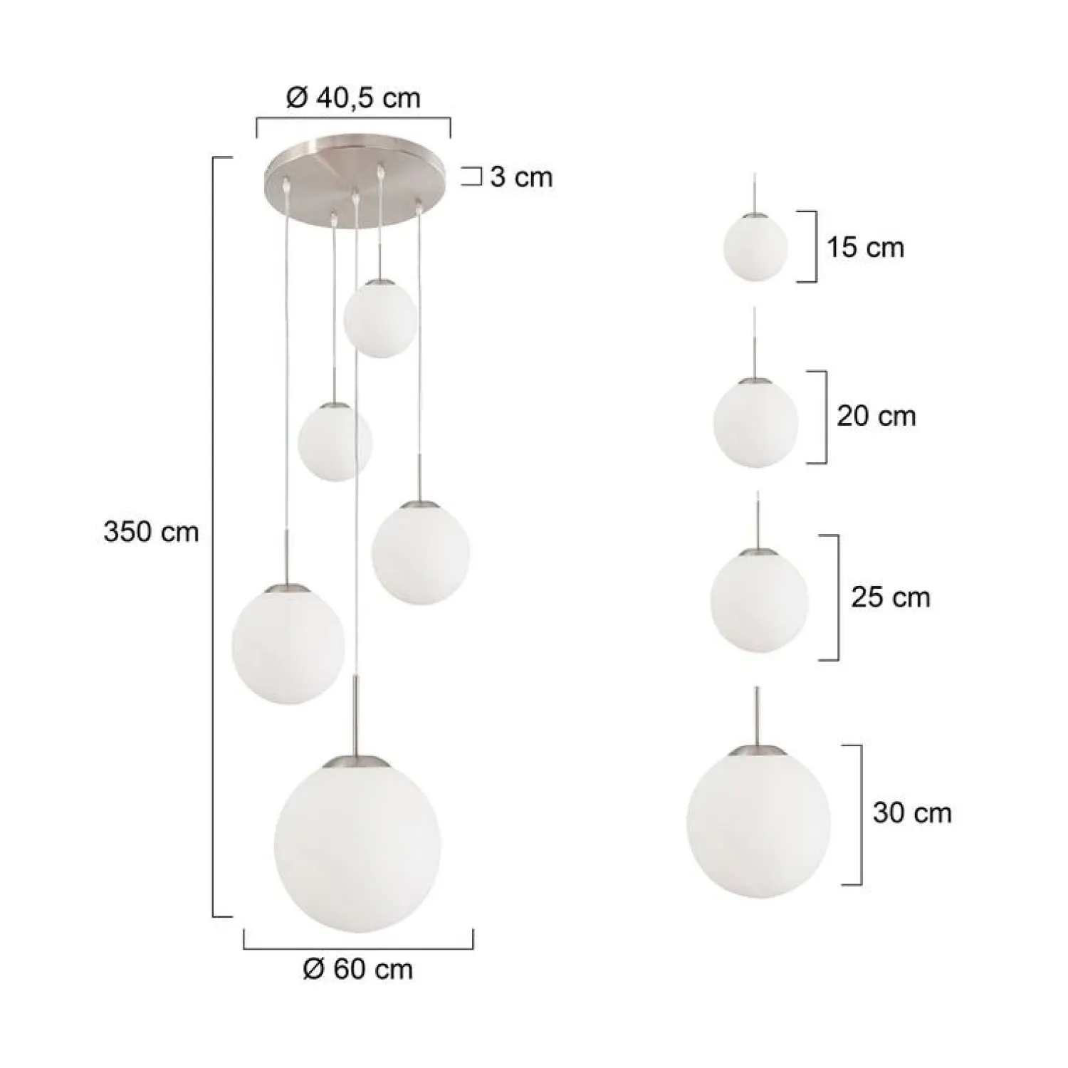 Steinmex Hanglampen|Glazen Hanglamp|Maya 5-lichts Hanglamp Getrapt Opaal wit
