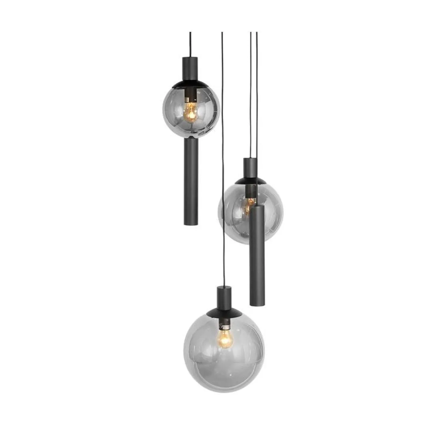 Steinmex Hanglampen|Glazen Hanglamp|Maya 3+2 lichts Hanglamp Getrapt Smoke
