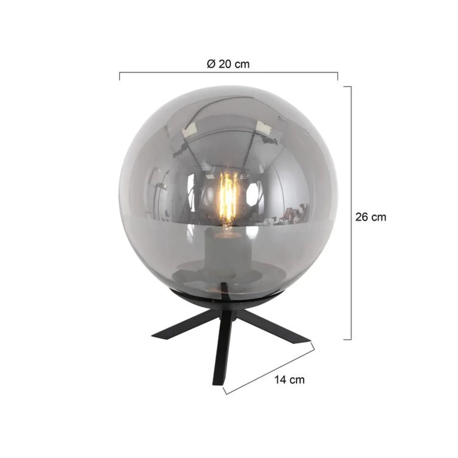 Steinmex Tafellampen|Maya 1-lichts Tafellamp 20cm Smoke