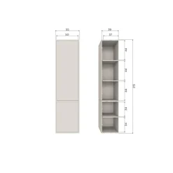 WOOOD Wandkasten|Industriele Kasten|Meggy Smalle Wandkast grenen dust 55 cm