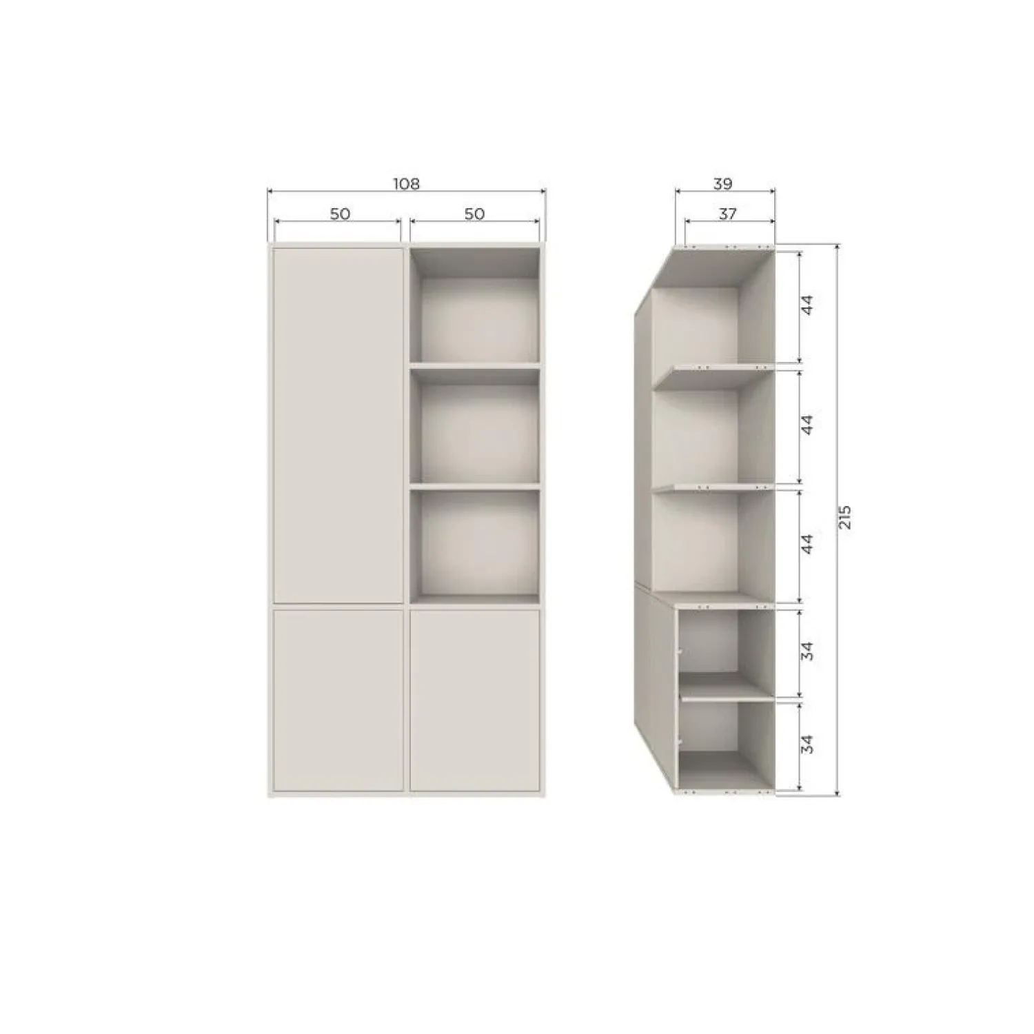 WOOOD Wandkasten|Industriele Kasten|Meggy Wandkast links grenen dust 108 cm