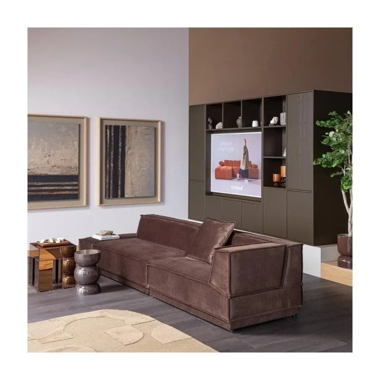 WOOOD Wandkasten|Industriele Kasten|Meggy Wandkast Smal Grenen Middenbruin 55cm