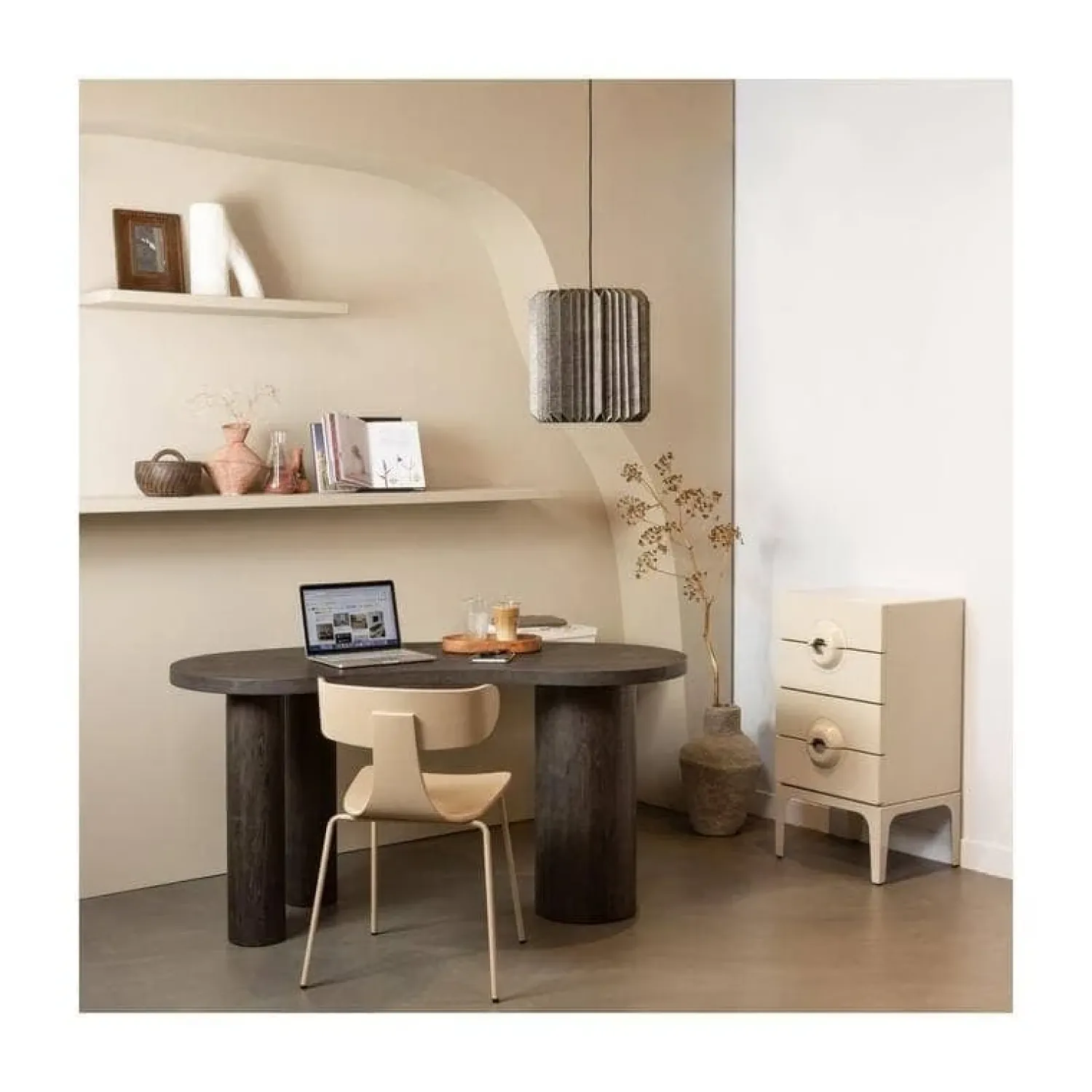 WOOOD Ladenkasten|Industriele Kasten|Merge Ladekast 4 Lades Eucalyptushout Greige 44cm