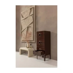WOOOD Ladenkasten|Industriele Kasten|Merge Ladekast 6 Lades Eucalyptushout Bruin/Rood 44cm