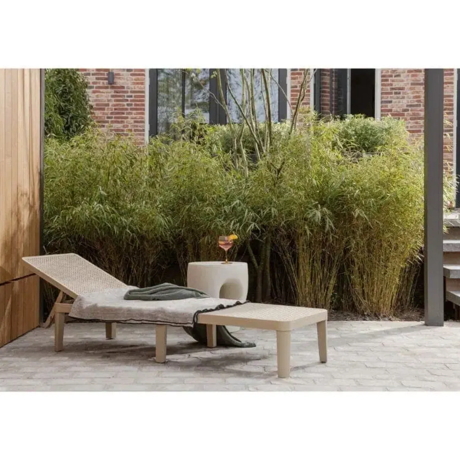 WOOOD Tuintafels|Mica Tuin Bijzettafel Vezelversterkte Polymeer Naturel 40cm