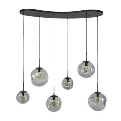 Kalfort Hanglampen|Glazen Hanglamp|Mika 6-lichts Hanglamp Smoke