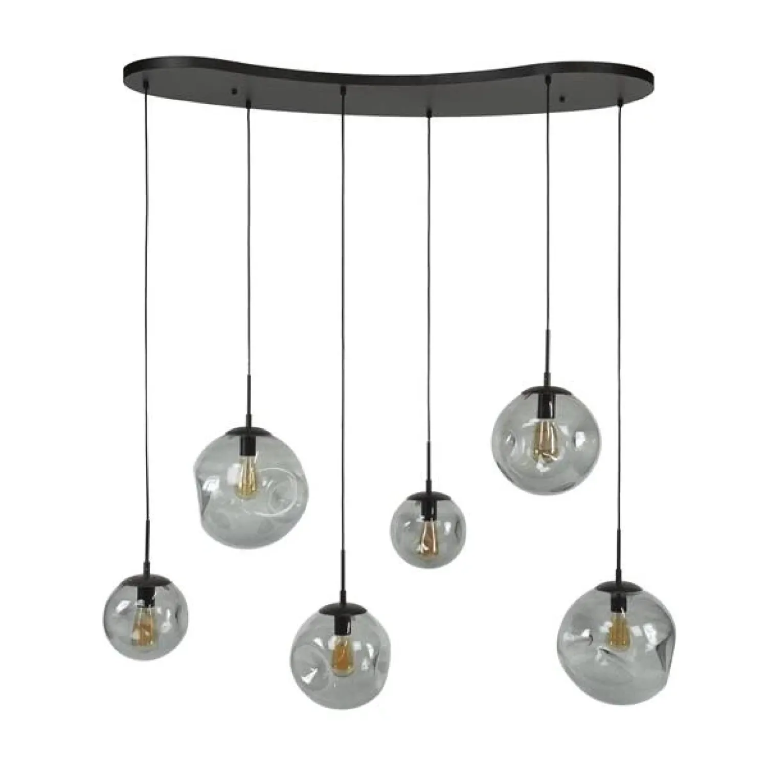 Kalfort Hanglampen|Glazen Hanglamp|Mika 6-lichts Hanglamp Smoke