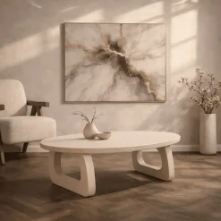 Vane Living Salontafels|Mike Salontafel ovaal Beige mangohout 130cm