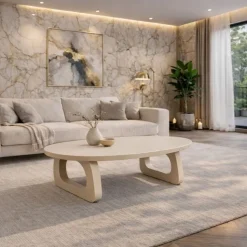 Vane Living Salontafels|Mike Salontafel ovaal Beige mangohout 130cm